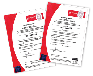 Europolveri is ISO 14001 certified